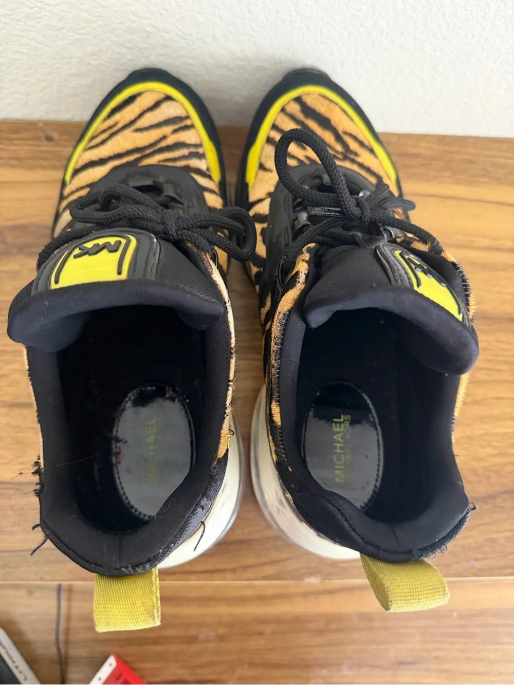 Michael Kors Kids Tiger-Print Sneakers in Yellow and Black